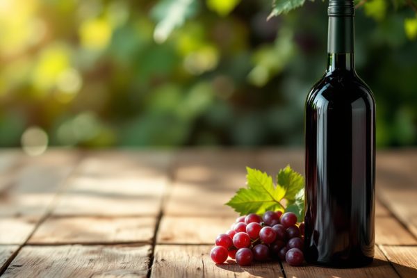 бутылка красного вина на столе